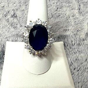 KJL Simulated Sapphire Princess Diana Ring Sz 10